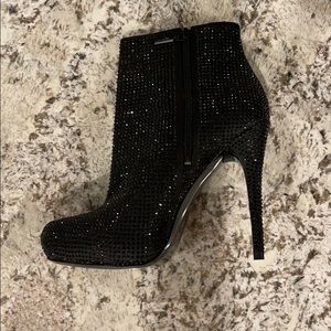 Black Swarovski heels
